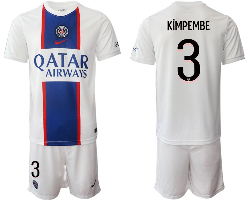 Men 2022-2023 Club Paris St German away white #3 Soccer Jerseys